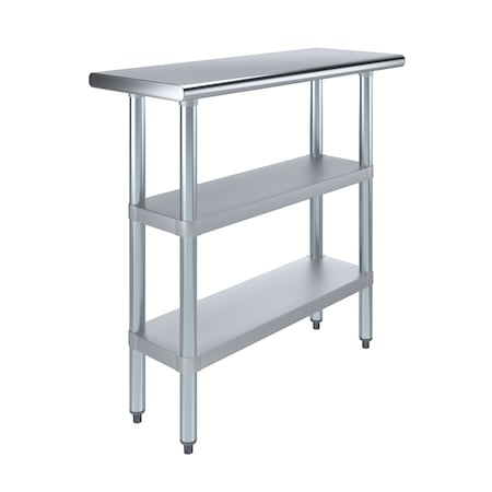Amgood 14 in. x 36 in. Stainless Steel Table With Two Undershelves AMG WT-1436-2SH